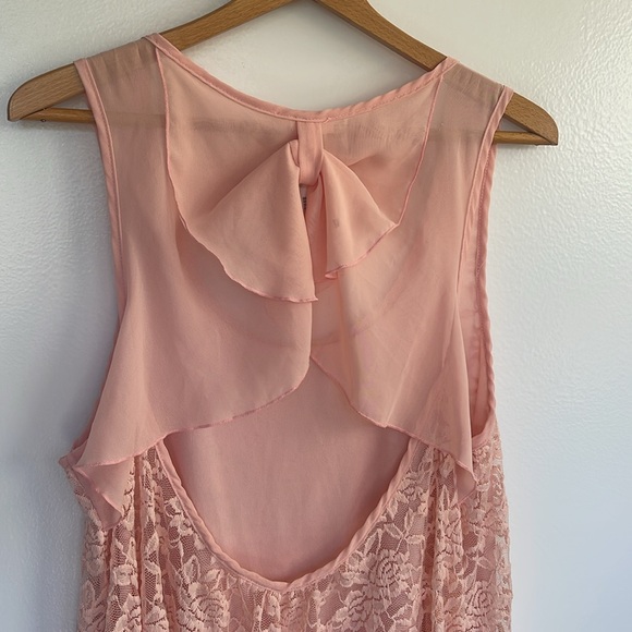 Womens juniors tank blouse cute open back lace pink top size 1X junior womens - Picture 9 of 10